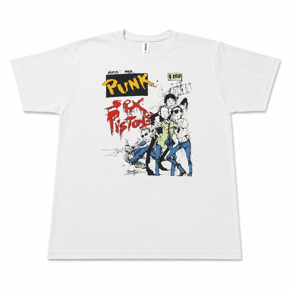 Sex Pistols Punk Magazine Graphic T-Shirt White Mens Large Rock Band Tee